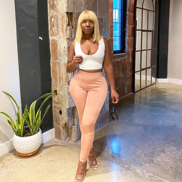 High Waist Bandage Pants in Rose - Picture 1 of 4